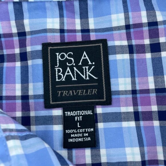 Jos. A. Bank Traveler Mens Long Sleeve Plaid Shirt  Fit L  5315 - Picture 3 of 7